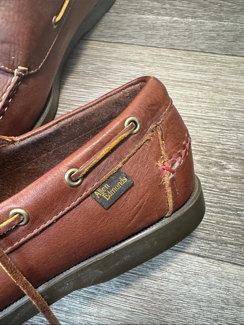 Allen Edmonds Brown Leather Boat Shoes men’s SZ 12 (h181)